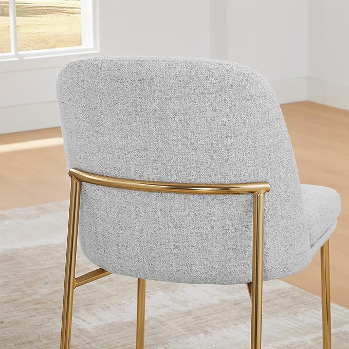 CHITA Modern Dining Chairs Set of 2, FSC Certified Metal Dining Chair for Dining Room, Light Gray