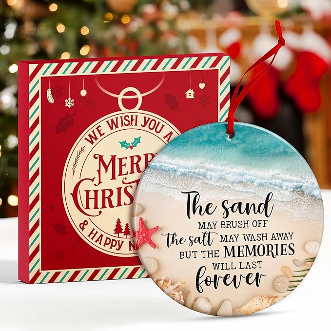 Beach Christmas Ornaments - Coastal and Ocean-Themed Ornaments for Festive Beachy Christmas Tree, Perfect for Beach Lovers and Coastal Decor Fans, Unique, Beachy Ornaments for Chrismas Tree