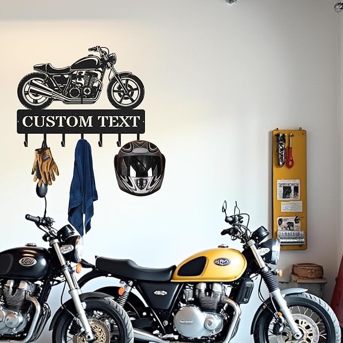 Personalized Key Holder for Wall, Custom Metal Vintage Motorbike Key Hooks with Name, Metal Jacket Holder Hooks Organizer Rack, Coat Hanger Decor for Kitchen