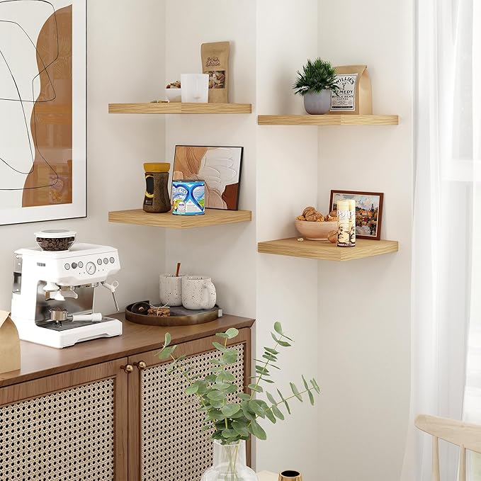 Fun Memories Floating Shelves for Wall - 12 Inch Square Shelves with Invisible Brackets, Small Wall Shelf for Living Room, Bathroom, Bedroom, and Kitchen Decor，Set of 3