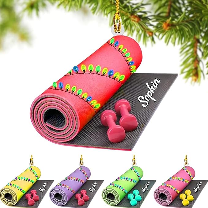 Noni Personalized Yoga Ornament, Custom Name Acrylic Christmas Decoration, Custom Name Mat Decor, Gift for Coach, New Yogi