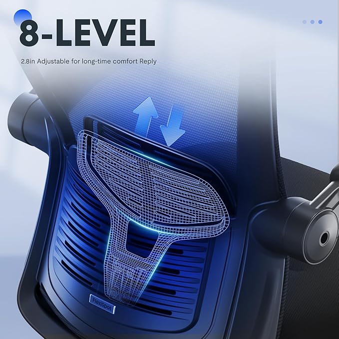 FLEXISPOT OC3 Pro Ergonomic Office Chair High Back Computer Chair with Flexible Flip-up Armrest/8-Level Lumbar Support, High Elastic Foam Seat Cushion, Chairs for Home Office Working Studying, Black