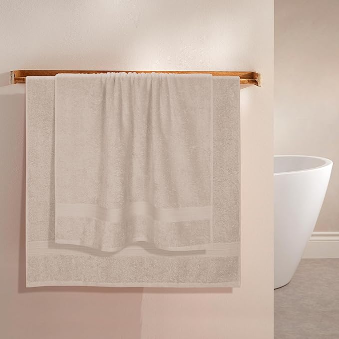 BOUTIQUO Cotton 2 Pack Oversized Bath Towel Set, Large Bath Towels 27x54, Ultra Soft, Absorbent, Compact, Quick Drying and Lightweight, Eco-Friendly and 100% Recyclable Towel Set - Tan