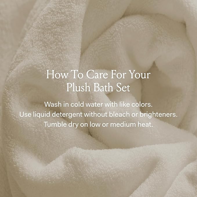 BOLL & BRANCH Plush Bath Towel Set - Shore - 6 Piece - Includes 2 Bath Towels, 2 Hand Towels & 2 Washcloths - 100% Organic Cotton - Ultra Soft & Luxurious - Quick Absorbing