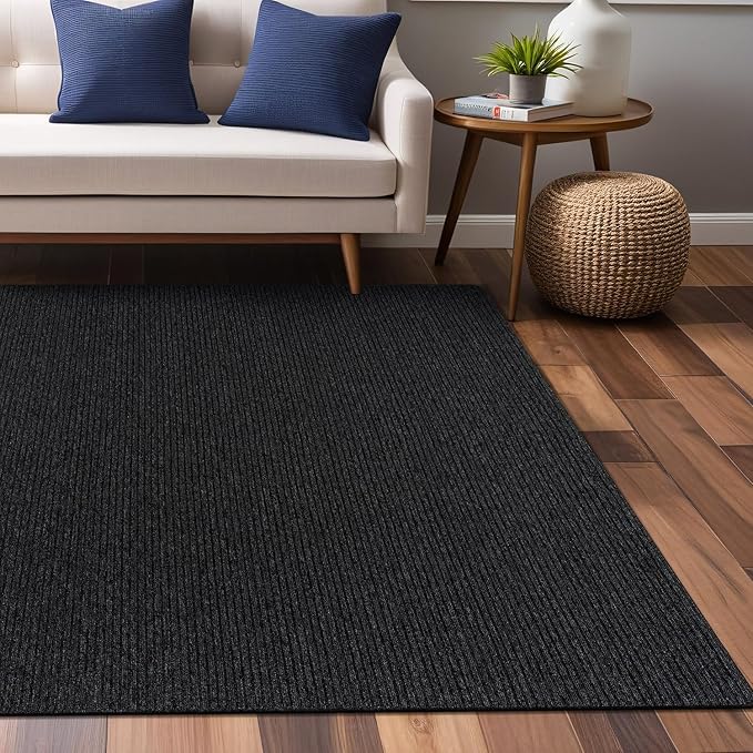 Non Slip Dark Gray Solid Rubber Back Thing Rug for Living Room 8x10 Area Rugs for Kitchen, Rugs for Bedroom, Stain Resistant Easy Cleaning Non Shedding Carpet Dark Gray 8 x 10