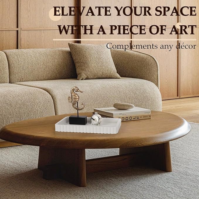 Concrete Decorative Tray for Coffee Table Decor, 14" Coffee Table Tray Ottoman Tray Table Centerpieces, Rectangular Modern Decorative Trays for Home Decor, Living Room, Entry, White