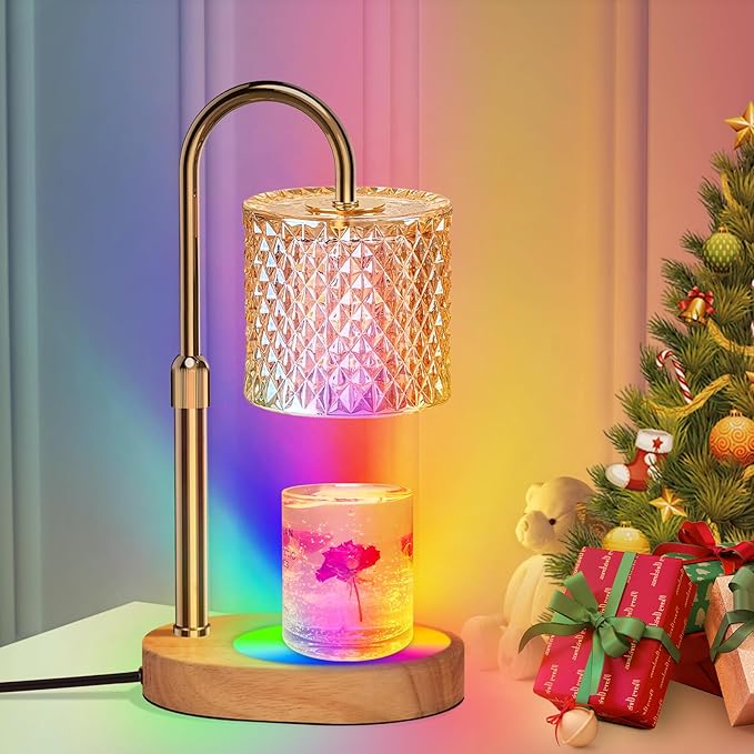 Candle Warmer Lamp, Candle Warmer Lamp with Timer, Wax Warmer with RGB Light and Dimmer, Height Adjustable - Perfect Housewarming Gift for Mom and Women