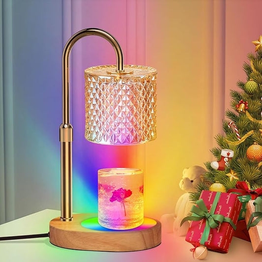 Candle Warmer Lamp, Candle Warmer Lamp with Timer, Wax Warmer with RGB Light and Dimmer, Height Adjustable - Perfect Housewarming Gift for Mom and Women