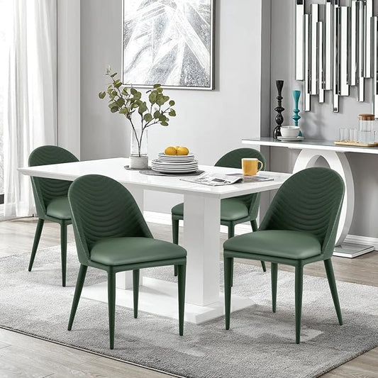 Dining Chairs Set of 4, Modern Full Assembled Faux Leather Upholstered Kitchen ChairaSide Chair with Backrests, Dinner Chairs for Kitchen Dinning Room, Jade Green