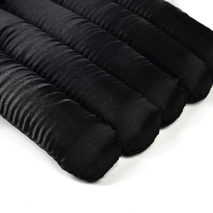 Black Satin Padded Sweater Hangers 10 Pack, Blouse Hanger with Thick & Soft Foam for Bridal Wedding Dress Lingerie, Smooth Silk Covered Shirt Hanger Without Shoulder Bump