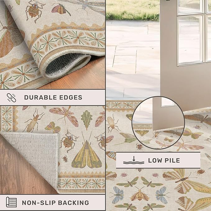 Boho Bathroom Rugs Non Slip Washable - 2x4 Kitchen Rugs for Entryway and Indoor Spaces, Washable Non-Slip Soft Low Pile, Perfect for Boho Decor