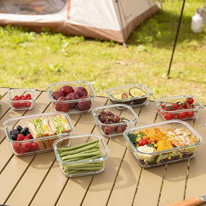 GENICOOK Airtight Glass Meal Prep Containers 15-Pack with Locking Lids, Leak-Proof Food Storage Containers Set, BPA-Free, Safe for Microwave, Oven, Freezer, Dishwasher