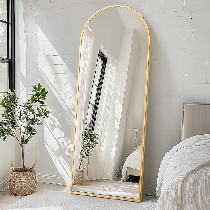 Arched Mirror Full Length, 71"x26" Body Mirrors with Shatter-Proof Glass, Full Length Mirror with Arch Aluminum Frame for Home Decor, Mirrors for Bedroom Bathroom, Gold