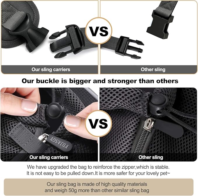 FDJASGY Pet Sling Carrier for Small Dogs Cats,Breathable Mesh Travelling Hand Free Puppy Backpack with Pouch and Adjustable Strap Carrier