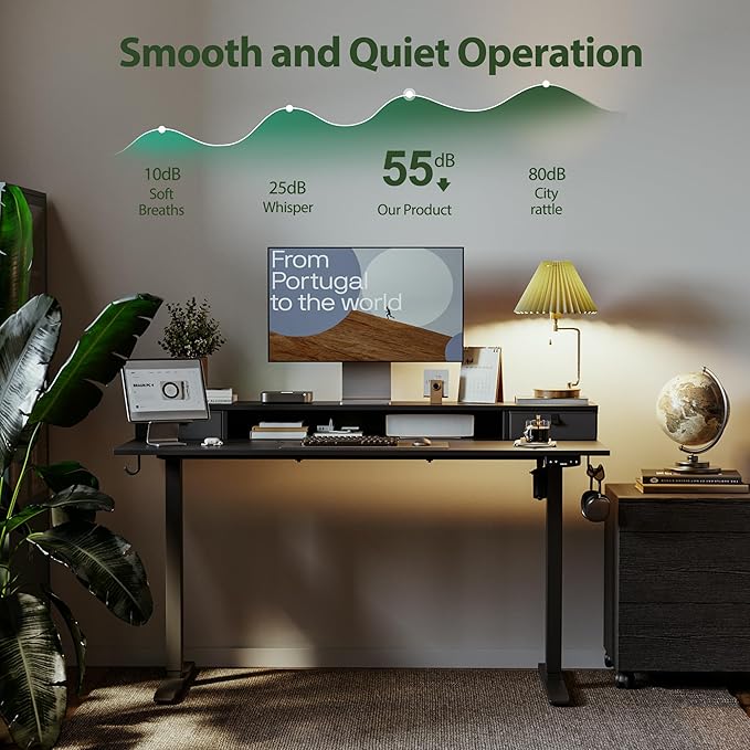 Agilestic 48 x 23 Inches Electric Standing Desk with 2 Storage Drawers, Adjustable Height Sit and Stand Computer Table with Splice Board, Black