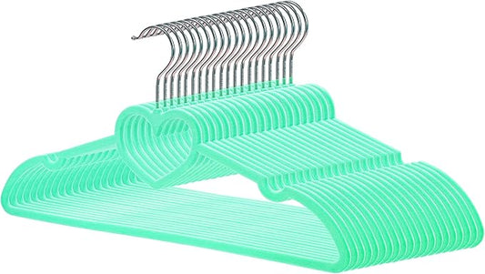 Velvet Hangers 20 Pack, 16" Non Slip Adult Hangers, Slim Clothes Hanger with 360 Degree Swivel Hook - Durable & Cute for Coats, Shirts, Dress (Green)