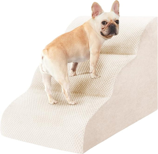Dog Stairs for Small Dogs, High Density Foam Dog Steps, Extra Wide Non-Slip Pet Ramp for High Beds Or Couch, Soft Doggie Ladder for Dogs Injured, Older Pets, Small Cats