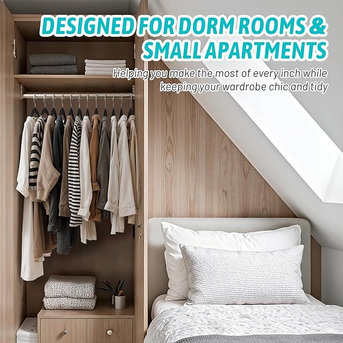 Premium Velvet Hangers 50 Pack - Space-Saving Closet Organizer for Clothes, Non-Slip Flocked Design, Ideal for Shirts and Coats (Black)