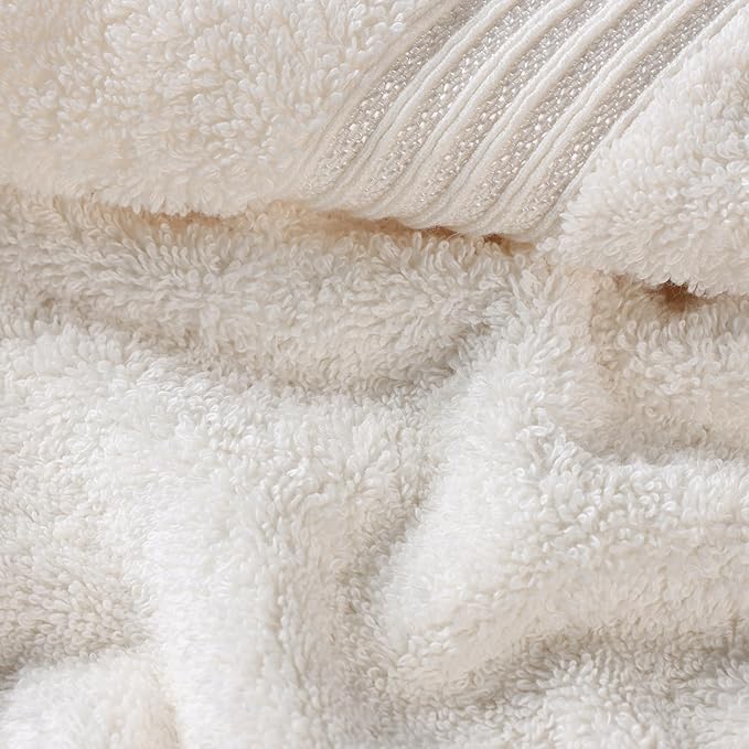 Superior Heritage Egyptian Cotton Bath Towel Set, Large Body Towels for Home Bathroom, Master, Guest Bath Decor, Plush, Absorbent Basics, Spa, Hotel, Resort, Luxury Essentials, Set of 4, Ivory
