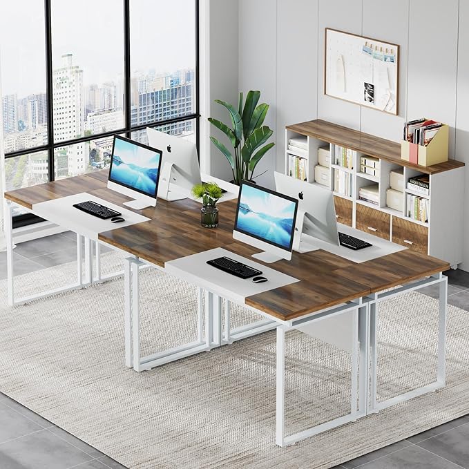 Tribesigns L-Shaped Executive Desk with Reversible File Cabinet, 63" Office Desk with Storage Drawers, Computer Desk Set (Oak Karo & White)