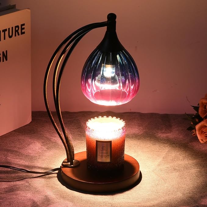 Candle Warmer Lamp with Timer Dimmer - Electric Candle Warmer Light Wax Warmer for Jar Candles - Candle Lamp Warmer Unique Gifts for Women Mom House Warming Gifts New Home Decor Blue Purple Gradient