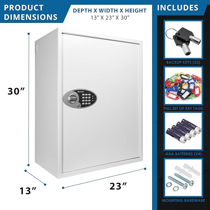 Barska 736-Key Digital Wall-Mount Key Cabinet Safe – Steel Key Lock Box with PIN Code Access, 2 Locking Bolts & Key Tags – Ideal for Home, Office, Property Management & Businesses