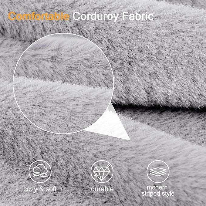 COMAX Convertible Sofa Bed, Folding Floor Couch Corduroy Fold Out Couch Bed Futon Sleeper Mattress with Pillows, Boneless Sofa Comfy Lounge Loveseat for Living Room Bedroom, Faux Fur Grey