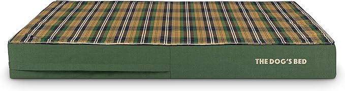 The Dog’s Bed Orthopedic Memory Foam Dog Bed, XL Green Tartan 46x28, Pain Relief for Arthritis, Hip & Elbow Dysplasia, Post Surgery, Lameness, Supportive, Calming, Waterproof Washable Cover