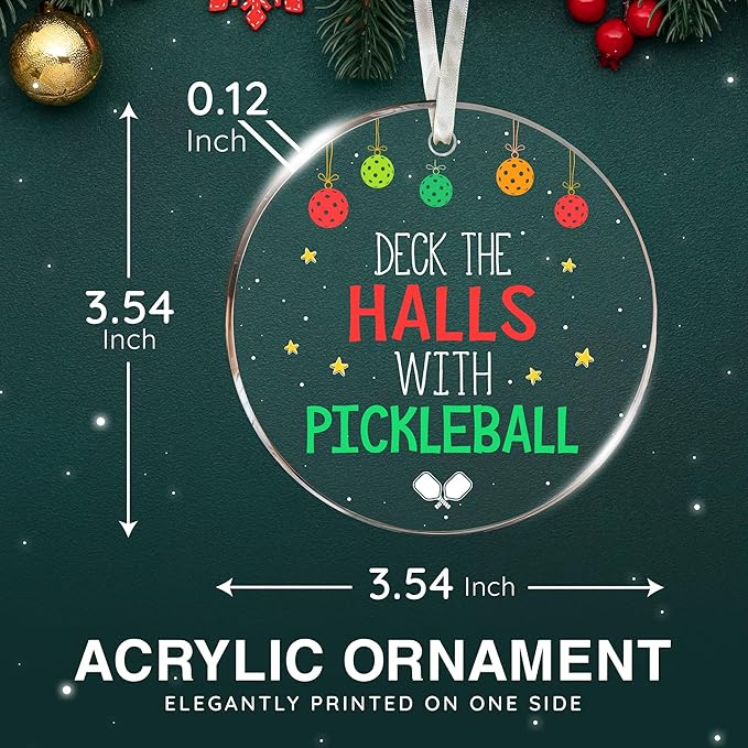 Pickleball Ornament - Perfect Pickleball Gifts Ideas for Christmas 2025, Unique Stocking Stuffers, Funny Christmas Ornaments for Women, Ideal Pickleball Ornaments Gifts, Funny Pickleballs Gift