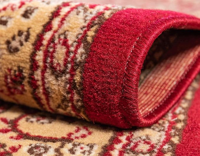 Unique Loom Reza Collection Traditional Persian Style Area Rug, 8 x 10 ft, Burgundy/Ivory