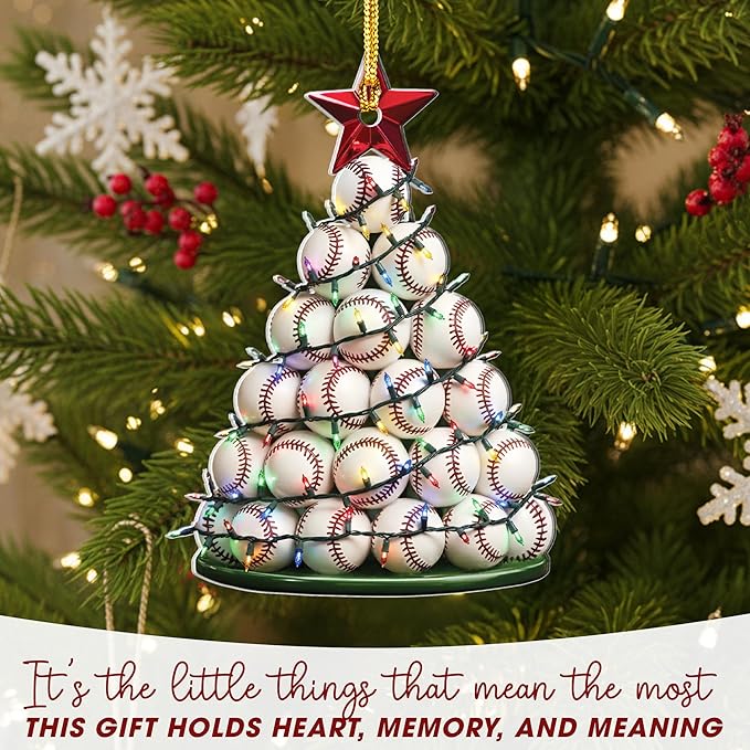 Baseball Christmas Ornament - Acrylic Baseball Ornaments for Christmas Tree - Base Ball Gift for Boys - Base Ball Stocking Stuffer for Boys for Teen Boy