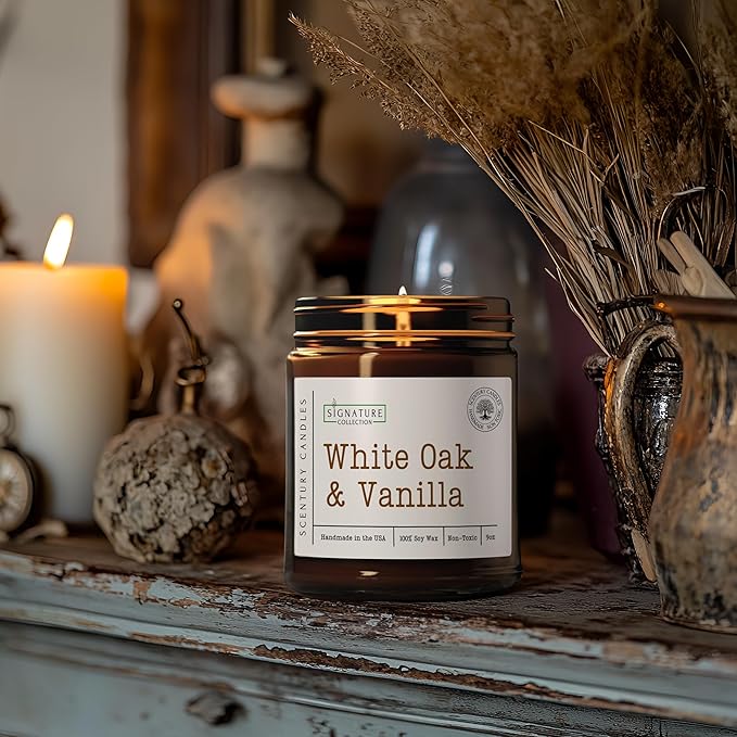 White Oak Vanilla Scented Candle, Many Scents to Choose from, All Natural Non-Toxic Soy Wax, Handmade in The USA (White Oak & Vanilla)