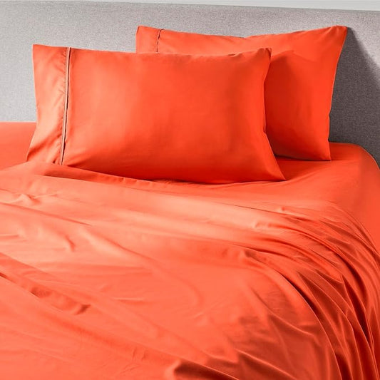 PeachSkinSheets Hot Coral Sheet Set - 1500tc Level of Softness - Extra Soft Cooling Sheets for Hot Sleepers and Night Sweats - Queen