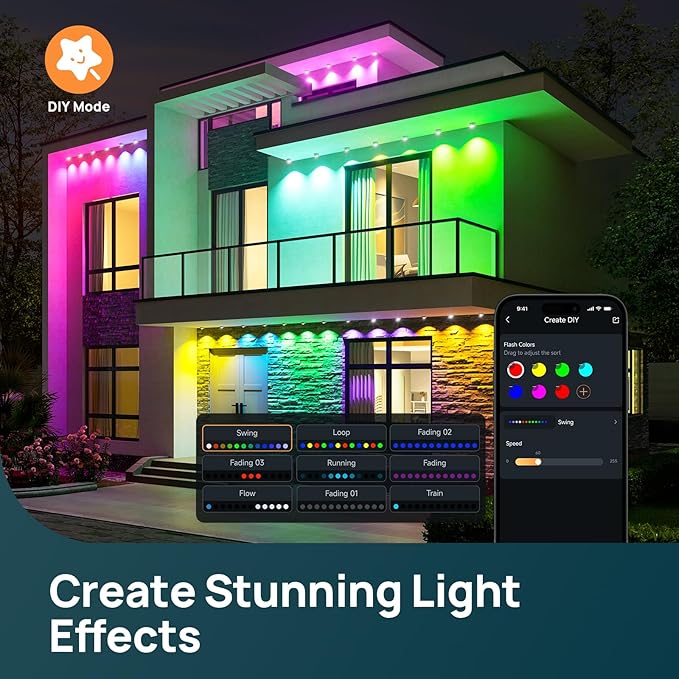 Linkind Permanent Outdoor Lights HP5,Smart AI RGBTW 150ft Christmas Lights, 85 Scenes Modes for Daily Holiday Christmas Decorations,IP67 Waterproof, Compatible with Alexa,Google Assistant