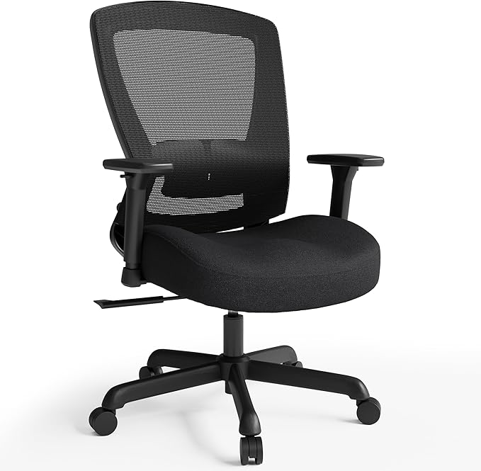 ELABEST T96C Ergonomic Home Office Chair, Mesh Computer Desk Chair with 4D Armrests, Adjustable Lumbar Support,Rolling Swivel Task Chair for Long Hours, Sponge Cushion