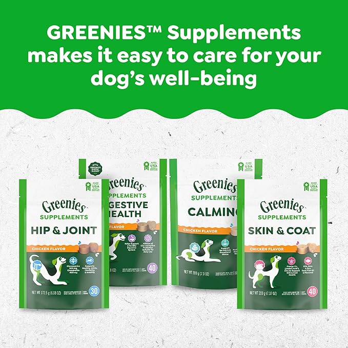 Greenies Dog Supplements 8-in-1 Multi-Benefit Chicken Flavor, 15.5 oz. Container, 80 Count