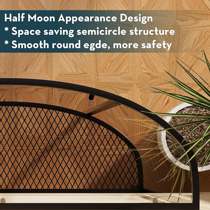 SAYGOER Glass Half Moon Console Table 2 Tier Narrow Entryway Table with Black Metal Frames, Modern Couch Table Small Entry Way Tables, Easy Assembly, Clear Glass