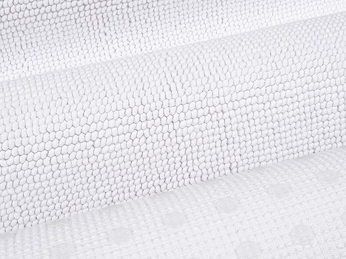Cotton Paradise 100% Cotton Non Slip Bath Mats for Bathroom, 20x34 inch Soft Absorbent Quick Dry Machine Washable Floor Bath Mat, White Bath Rug
