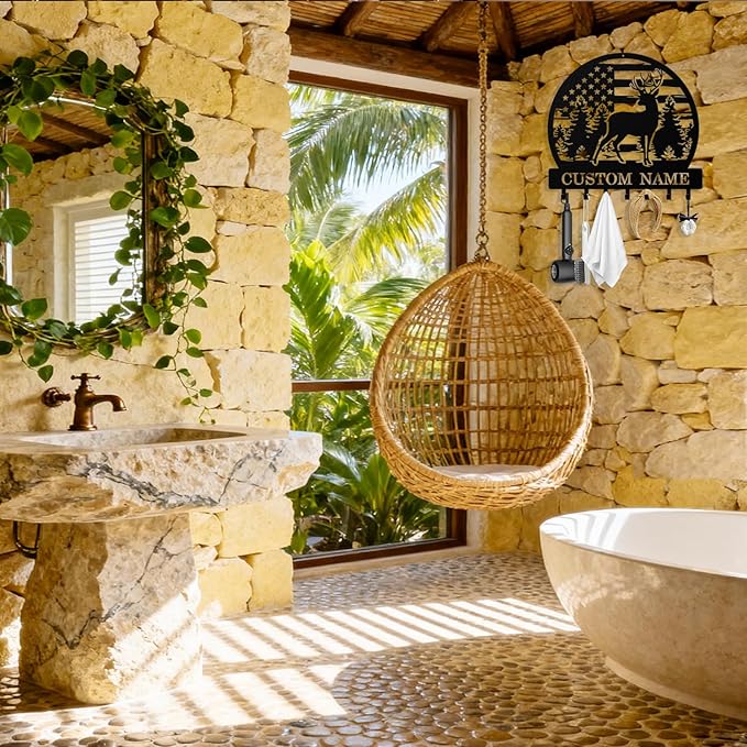 Personalized Deer Key Holder Wall Mount, Custom Metal Keys Hanger for Wall with Name, Custom Key Rack Holder with Hooks for Home, Entryway, Front Door, Living Room, Kitchen, Bathroom