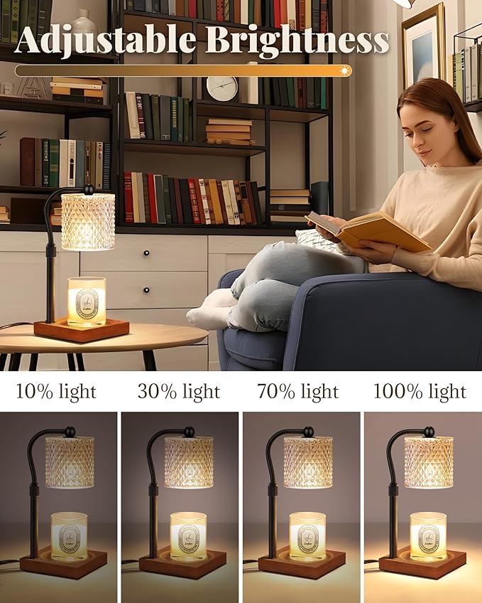 2 Pack Candle Warmer Lamp with Timer Dimmer Adjustable Height, Birthday Housewarming New Home Decor Gifts for Women, Electric Wax Warmer for Jar Candles