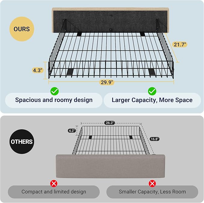 Allewie Upholstered Full Size Platform Bed Frame with 4 Storage Drawers and Headboard, Diamond Stitched Button Tufted, Mattress Foundation with Wooden Slats Support, No Box Spring Needed, Beige