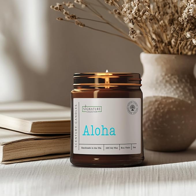 Aloha Cactus Blossom Scented Candle, Many Scents to Choose from, All Natural Non-Toxic Soy Wax, Handmade in The USA(Aloha)