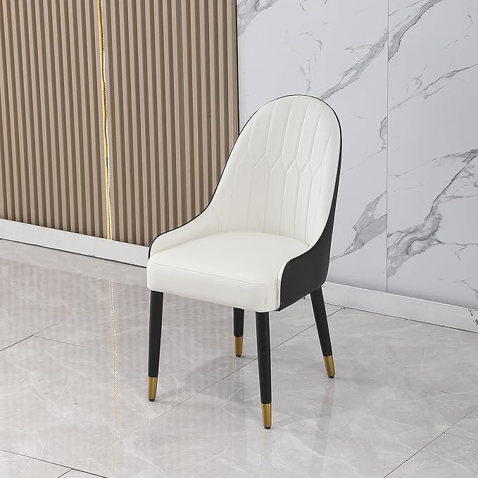 Dining Chairs Set of 2, Modern Faux Leather Dining Metal Legs for Living Kitchen Dining Room