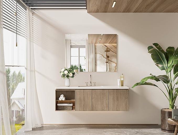 TETOTE Frameless Bathroom Mirror 40" x 30" Vanity Mirror for Bathroom Sink, Suitable for Bedroom, Living Room, Entryway, Hallway, Home Gym, Vertically/Horizontally