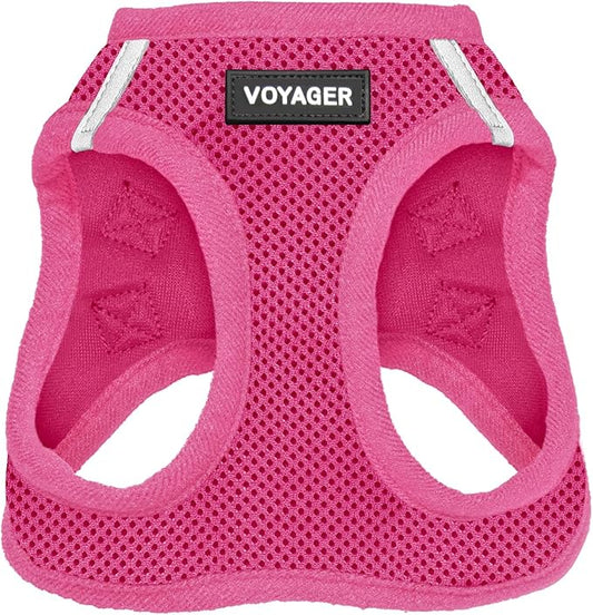 Best Pet Supplies Voyager Step-in Air Harness - All Weather Mesh, Reflective, No Pull Harness for Dogs, Cats - Secure with Hook & Loop Fastener, Buckle, Double D-Rings - Fuchsia, XXXS