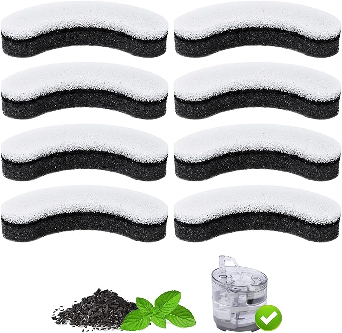 8 Pcs Pet Water Fountain Filters for WF050 & WF100 Cat Fountain, Cat Fountain Filter Replacement, Triple Filtration Cat Water Filter, Cat Filters for Water Fountain