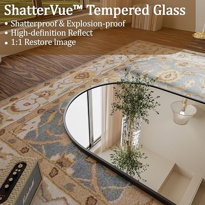 Koonmi Mirror Full Length 26x71 Inch, Arched Full Body Mirror, Free Standing Floor Mirror for Makeup and Dressing