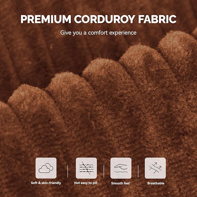 128" Oversized Modern Curved Sofa,Boneless Cloud Sectional Couch with Deep Seat,No Assembly Required Corduroy Couches for Living Room,Reddish Brown,1 PCS