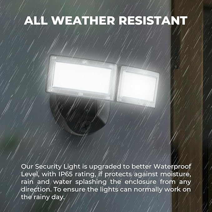 LED Flood Lights Outdoor, 38W 4000LM 5000K Daylight, IP65 Waterproof Security Lights with 2 Adjustable Heads, Exterior Wall Light for House, Garage, Yard (Black)