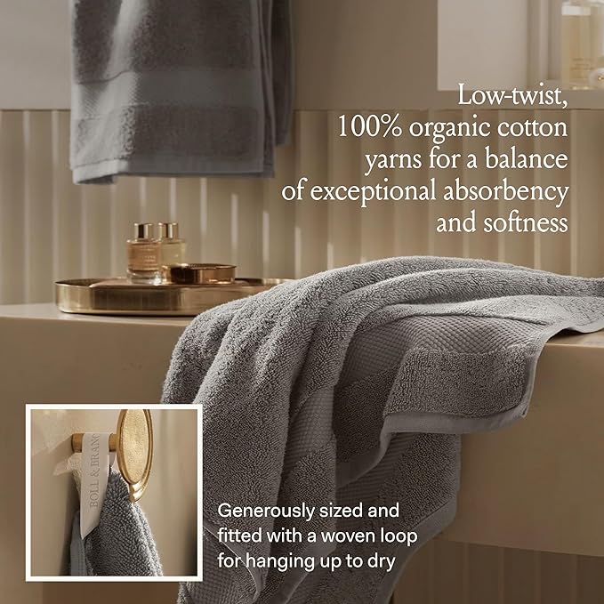 BOLL & BRANCH Plush Bath Sheet Set - Cream - 6 Piece - Includes 2 Oversized Bath Sheets, 2 Hand Towels & 2 Washcloths - 100% Organic Cotton - Ultra Soft & Luxurious - Quick Absorbing